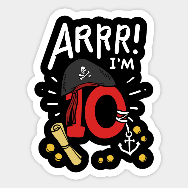 10th Birthday Pirate Ten Years Old Sticker by CreativeGiftShop